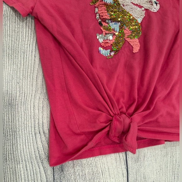 Wonder Nation Pink Sequin Tie Front Polo Tee/size S - Picture 5 of 6
